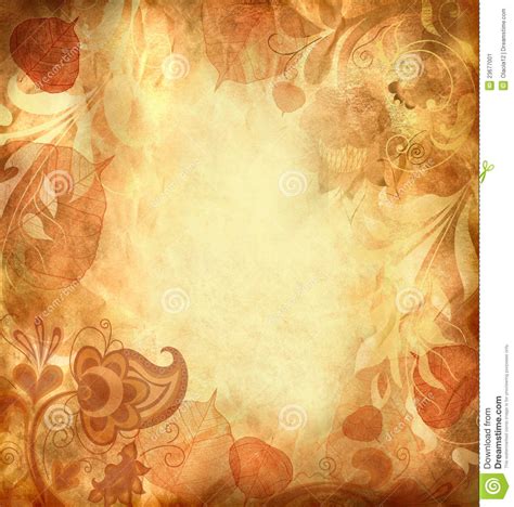 Vintage Background With Leaves And Patterns Stock