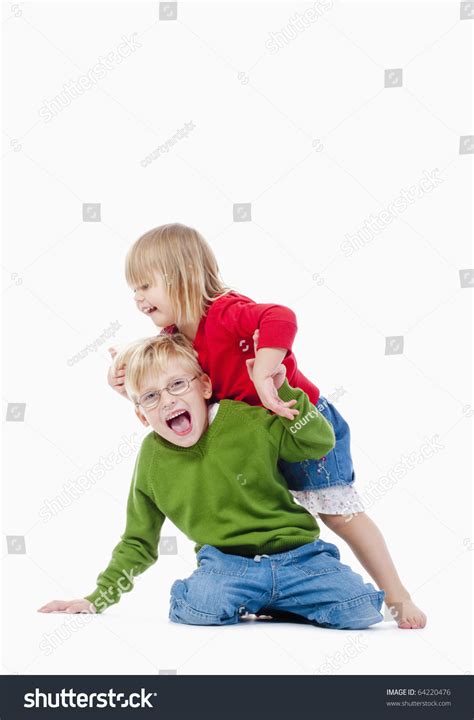 Two Young Siblings Fooling Around Each库存照片64220476 Shutterstock