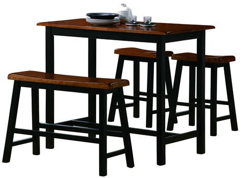 Featuring a rectangular table, two saddle stools, and a bench, this set offers space to seat four. Counter Height Kitchen Tables | Home Decorator Shop