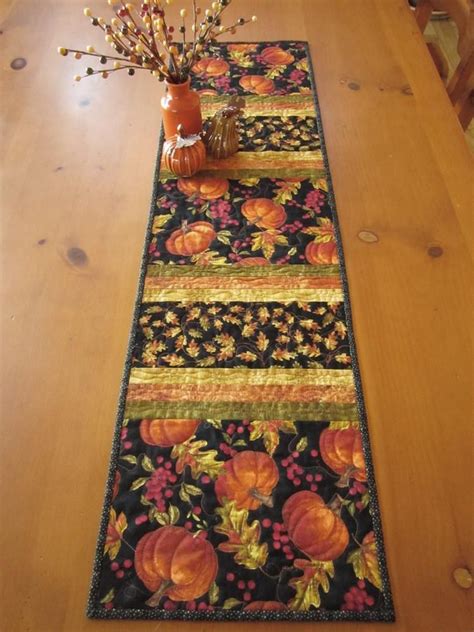 Fall Pumpkins Quilted Table Runner Fall Table Runners Quilted Table