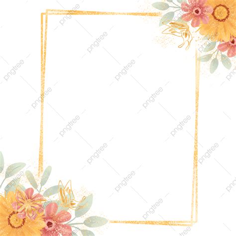 Wedding Invitation Gold Hd Transparent, Flower Border Background Gold