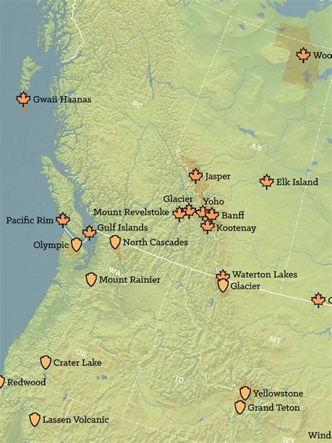 Mapa De Parques Nacionales De América Del Norte Mapa 18x24 Etsy