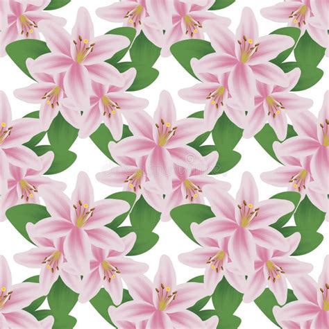 Seamless Pattern Watercolor Lily Flower For Printing Fabrics