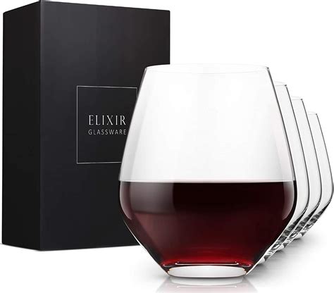 ELIXIR GLASSWARE Stemless Red Wine Glasses Set Of 4 Hand Blown