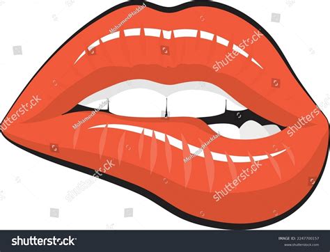 red lip biting vector illustration woman stock vector royalty free 2247700157 shutterstock