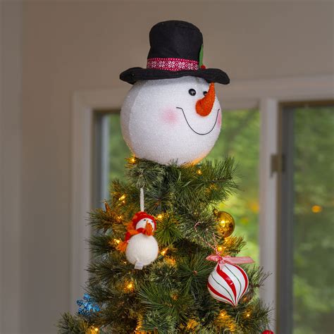 Ornativity Snowman Head Tree Topper Xmas Holiday Tree Top Winter Snow