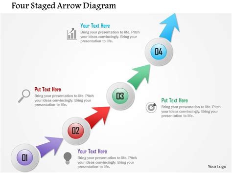 Four Staged Arrow Diagram Powerpoint Template Powerpoint Shapes
