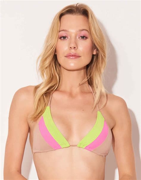 Tricolor Nude Pink Yellow Triangle Bikini Top Top Triangulo Trocolor Classico Triya