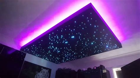 During dates, a night light projector gets set to display a canopy of stars on a ceiling during an indoor romantic dinner. Floating Fibre Optic And Led Starlight Ceiling - YouTube