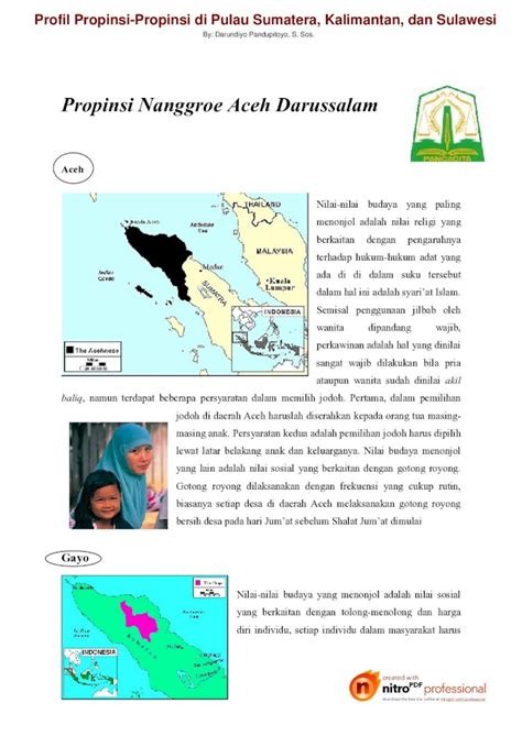 Pdf Profil Profil Propinsi Di Pulau Sumatera Kalimantan Dan