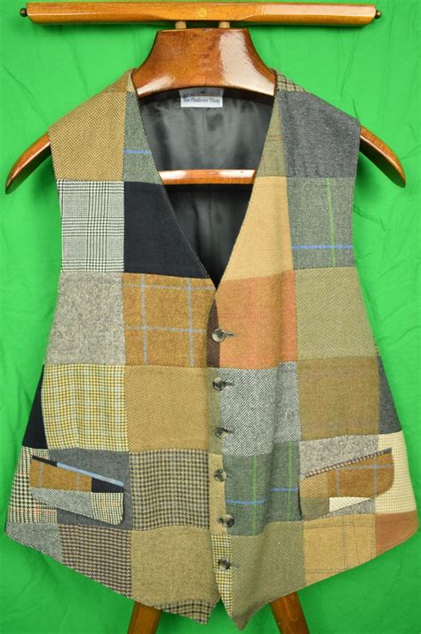 The Andover Shop Patch Panel Cashmere Tweed Vest Sz 46l