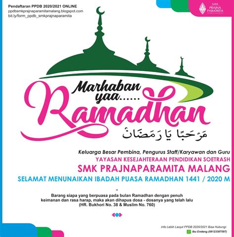 Smk Prajnaparamita Malang Marhaban Ya Ramadhan Tahun 2020 Smk
