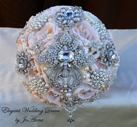 Silver Brooch Bouquet Deposit Only Custom Blush Pink And Etsy