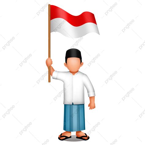 Bendera Merah Putih Png Transparent Santri Berdiri Tegap Membawa