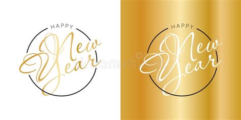 Vector Illustration Of Happy New Year Gold And Black Collors Place For