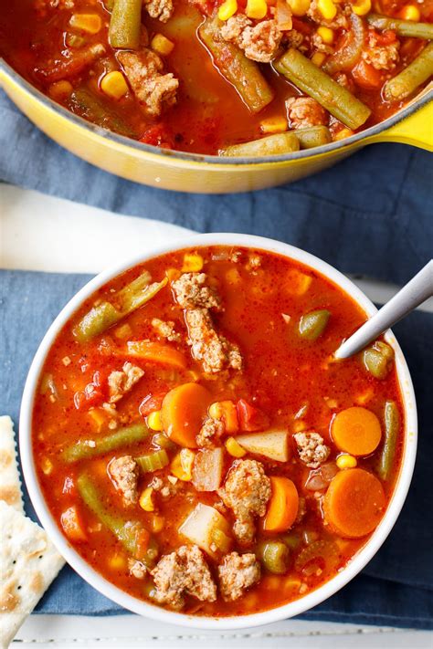 Leftover turkey soup was first on my must make recipe list! Ground Turkey Vegetable Soup | Recipe | Turkey vegetable ...