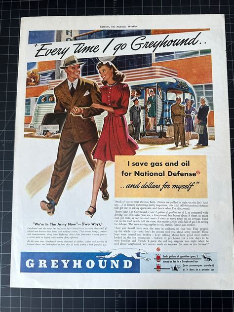 Vintage 1940s Greyhound Buses Wwii Print Ad Etsy
