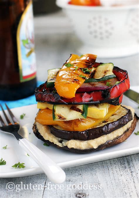 Gluten Free Goddess Grilled Vegetable Stack Lemon Hummus