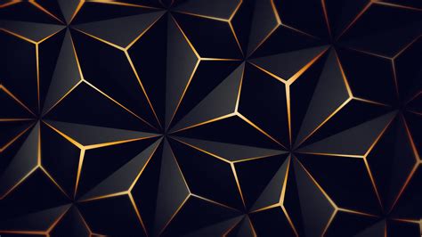 Triangle Solid Black Gold 4k Abstract Hd Desktop Wallpaper