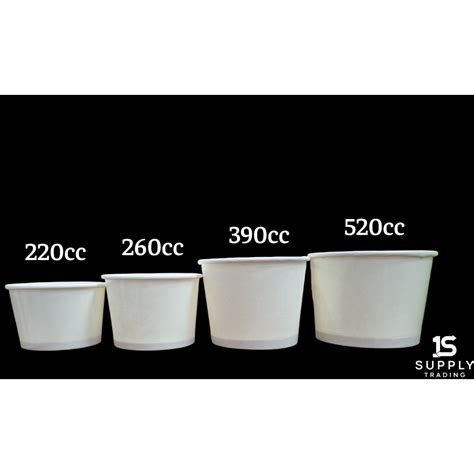 50pcs Paper Bowl 220cc 260cc 320cc 390cc 520cc With Lid