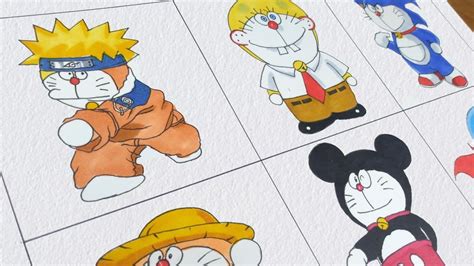 Drawing Doraemon In Different Style Doraemon Naruto Youtube