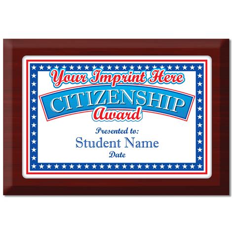 Custom Plate Plaque Citizenship Award Plaques School Products