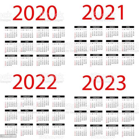 Calendar 2020 2021 2022 2023 Symple Layout Illustration Week Starts On