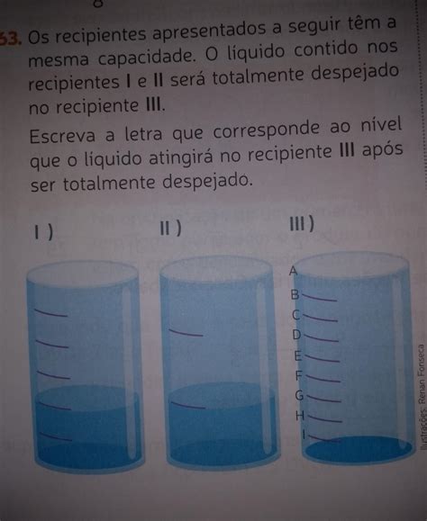 Os Recipientes I Ii Iii Tem Todos A Mesma Altura