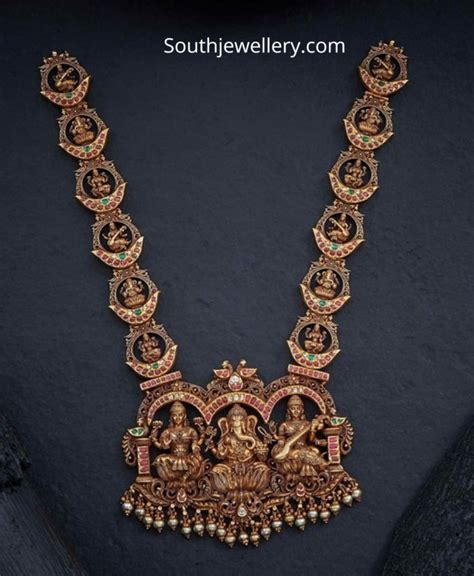 New Model Antique Gold Lakshmi Haram Indian Jewellery Designs