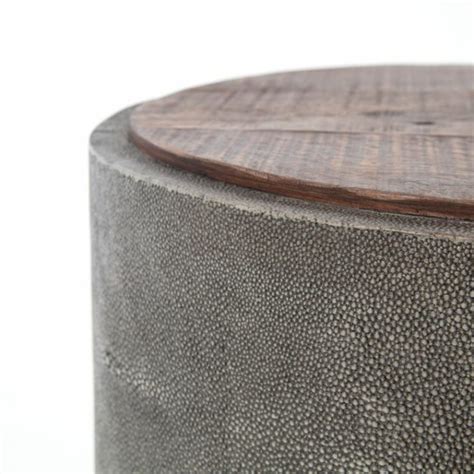 Grey Faux Shagreen And Reclaimed Wood Side Table Mecox Gardens