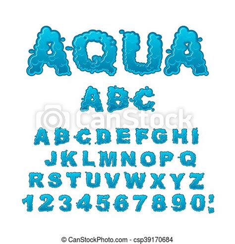 Aqua Abc Drops Of Water Alphabet Wet Letters Water Font Canstock
