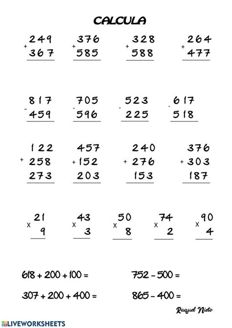 Sumas Restas Y Multiplicaciones Ficha Interactiva Addition Word