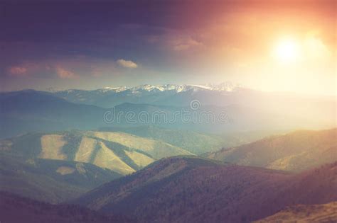 Landscape In The Mountainssnowy Tops And Spring Valleys Fantastic