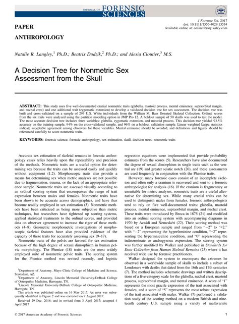 Pdf A Decision Tree For Nonmetric Sex Assessment From
