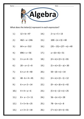 Y5 Or Y6 Algebra Worksheets Teaching Resources