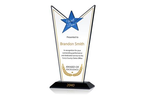 Custom Crystal Star Employee Excellence Award