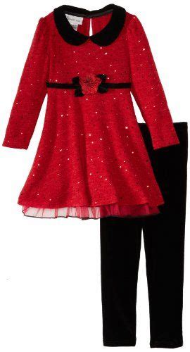 Bonnie Jean Little Girls' Fuzzy Spangle Legging Set, Red, 2T Bonnie ...