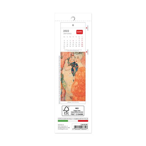 Calendar 2022 Bookmark Gustav Klimt 55x18 Cm Legami