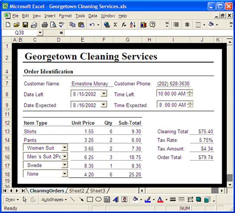 It is a sister concern o. Microsoft Excel Examples: Georgetown Cleaning Services