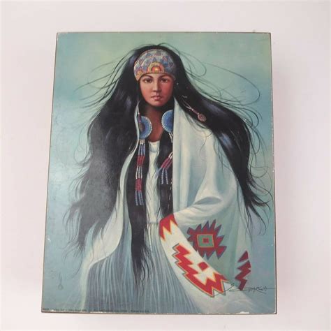 Vintage Indian Maiden Garcia Print On Wooden Cedar Trinket Box Etsy Uk