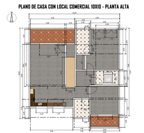 Plano de casa con local comercial Te será de mucha ayuda