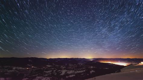 Starry Sky During Sunrise In The Mountains Free Stock Video