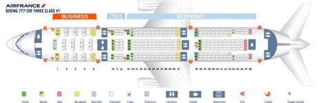 Seat Map And Seating Chart Boeing 777 200ER Air France Three Class V1
