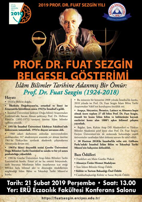 Fuat sezgin, 94 yaşında hayatını kaybetti. Prof. Dr. Fuat Sezgin Belgesel Gösterimi