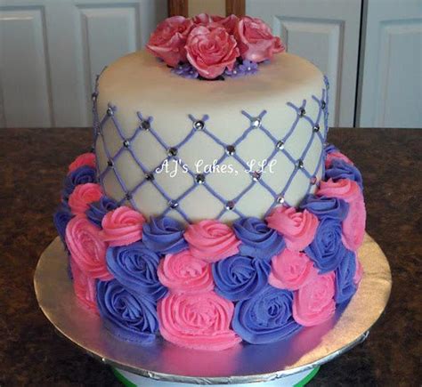Pink And Purple Rose Cake Decorated Cake By Amanda Cakesdecor