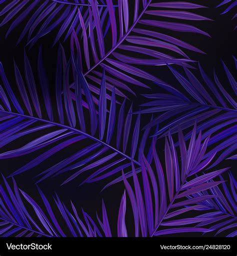 Tropical Neon Palm Leaves Seamless Pattern Floral Vector Image