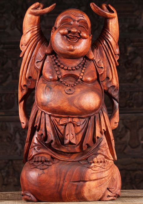 Sold Wood Fat And Happy Standing Buddha Statue 32 116bw52a Hindu