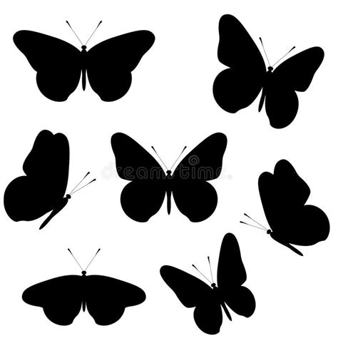 Set Of Black Silhouettes Of Butterflies Isolated On Transparent