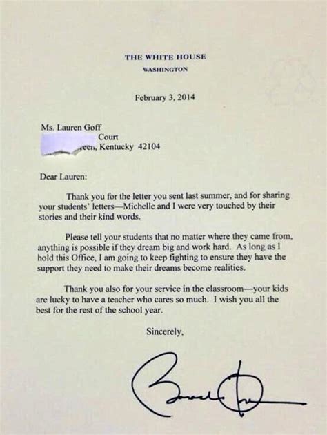 Warren Students Get Letter From President News