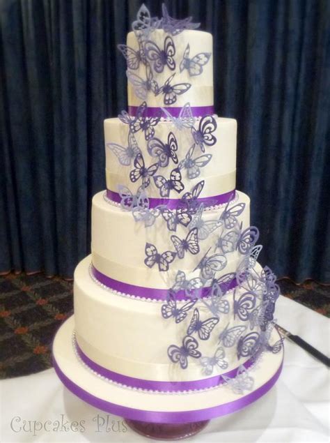 Purple Butterfly Wedding Cake Decorated Cake By Janice Cakesdecor